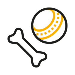 Pictogramm Beißnochen und Ball